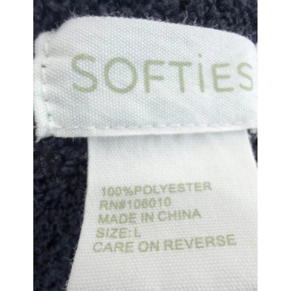Softies Marshmallow V-Neck Lounge Set Womens Size L Black Cozycore Loungewear